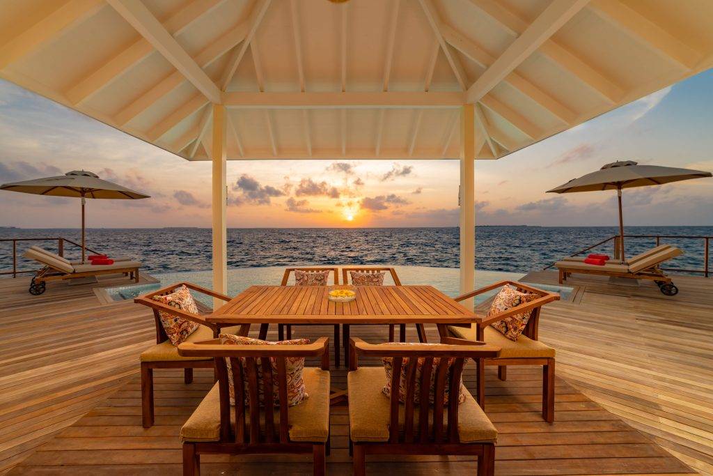 Siyam World Maledives, Grand Water Pavilion + Slide Terrace Sunset View