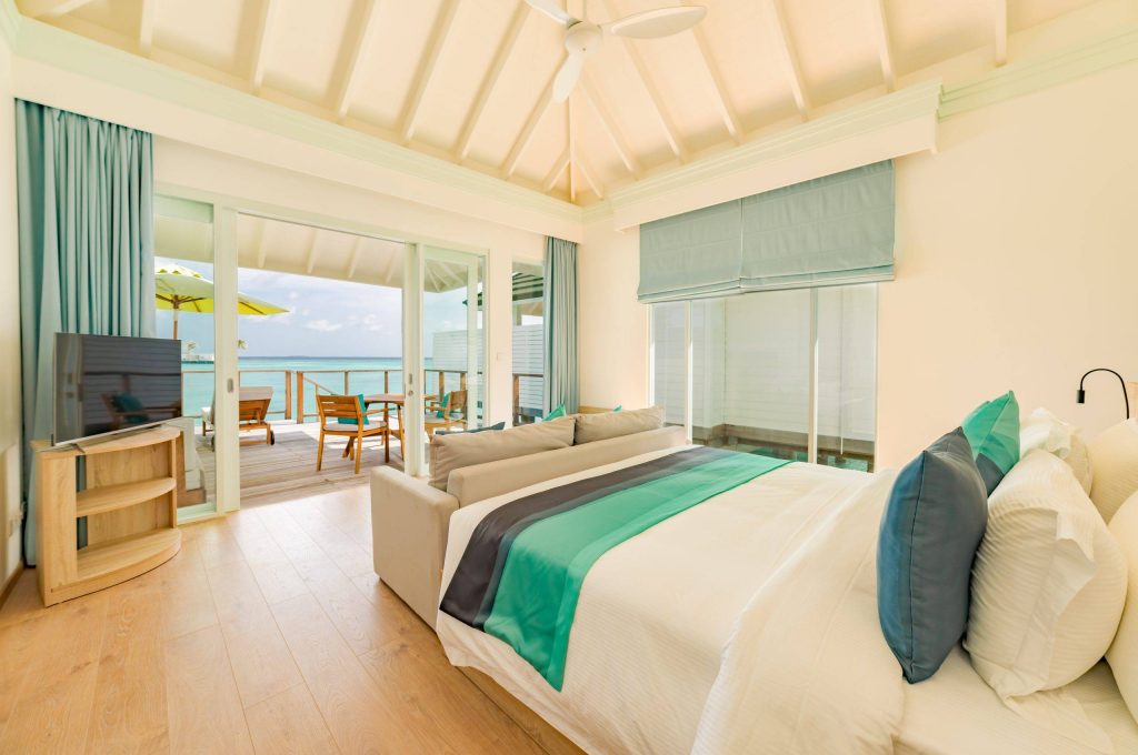 Siyam World, Two Bedroom Lagoon Villa with Pool + Slide - Bed